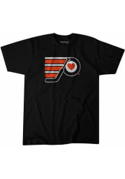 BreakingT Philadelphia Flyers Youth Black Goalheart Short Sleeve Fashion T-Shirt