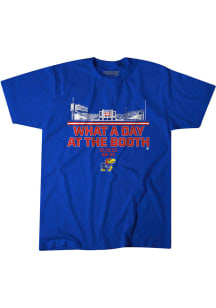 BreakingT Kansas Jayhawks Blue What A Day At The Booth Beat OU Short Sleeve T Shirt
