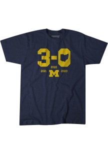 BreakingT Michigan Wolverines Navy Blue 3-0 In The Game Football Short Sleeve T Shirt