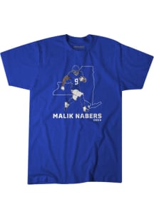 Malik Nabers Local Gear Blue State Outline Short Sleeve Fashion Player T Shirt