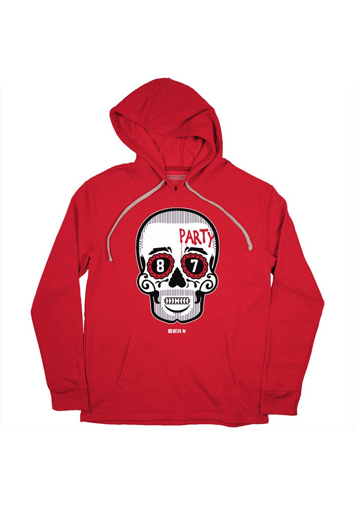 Travis Kelce Kansas City Mens Red Sugar Skull Player Hood 20200979