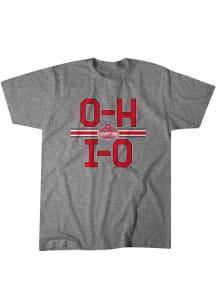 Ohio State Buckeyes Grey BreakingT 2024 Football National Champions O-H-I-O Short Sleeve T Shirt