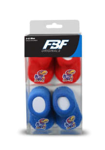 Kansas Jayhawks 2 Pack Team Color Baby Bootie Boxed Set