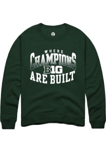 Mens Big Ten Green Rally Champs Arch Crew Sweatshirt