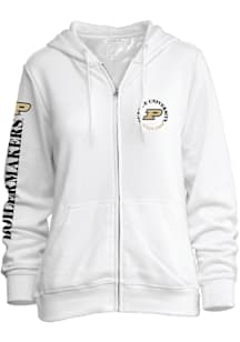 Womens White Purdue Boilermakers Comfy Long Sleeve Full Zip Jacket