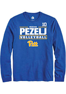 Marina Pezelj Mens Blue Pitt Panthers NIL Stacked Box Long Sleeve Player T Shirt