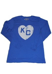 Original Retro Brand Kansas City Monarchs Blue KC Heart Long Sleeve Fashion T Shirt