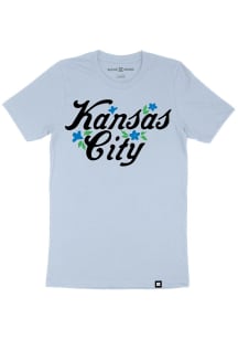 Made Mobb Kansas City Light Blue Floral Script Short Sleeve T Shirt