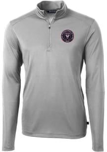 Cutter and Buck Inter Miami CF Mens Grey Virtue Eco Pique Long Sleeve Qtr Zip Pullover