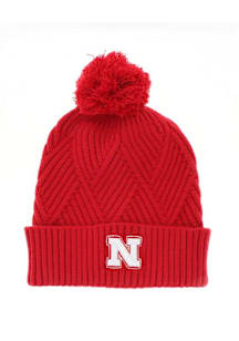 Nebraska Cornhuskers  Textured Cuff Pom Knit Mens Knit Hat