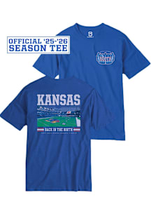 Summit Sportswear Kansas Jayhawks Blue Football Stripe Out Short Sleeve T Shirt