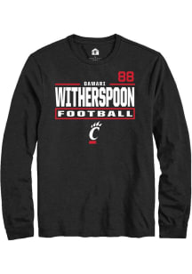 DaMari Witherspoon Mens Black Cincinnati Bearcats NIL Stacked Box Long Sleeve Player T Shirt