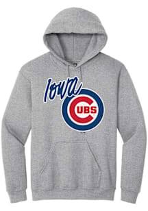 Summit Sportswear Iowa Cubs Mens Grey Alt Logo Wordmark Long Sleeve Hoodie