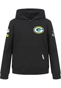 Pro Standard Green Bay Packers Boys Black Classic Chenille Long Sleeve Hooded Sweatshirt