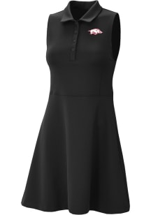 Columbia Arkansas Razorbacks Womens Black Heat Seal Match Short Sleeve Dress