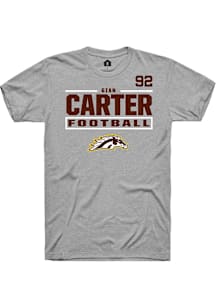 Gian Carter Western Michigan Broncos Grey Football NIL Stacked Box Short Sleeve Player T Shirt