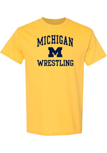 Michigan Wolverines Yellow Arch Logo Wrestling Short Sleeve T Shirt