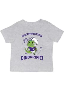 Infant Northwestern Wildcats Grey Vive La Fete Dino-Riffic Short Sleeve T-Shirt