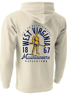 West Virginia Mountaineers Mens Oatmeal Mascot Overlay Long Sleeve Hoodie