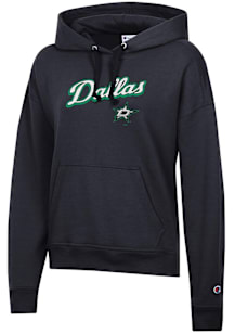 Champion Dallas Stars Womens Black Script Logo Powerblend Hooded Sweatshirt