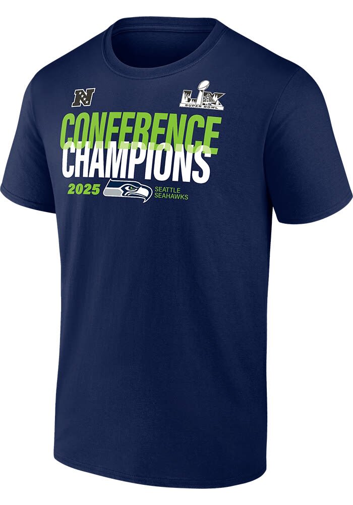 Seattle Seahawks NAVY 2025 Conference Champs LX Right Side Draw