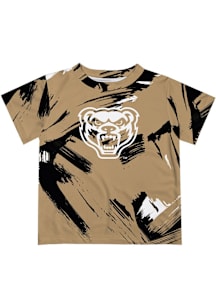 Vive La Fete Oakland University Golden Grizzlies Toddler Gold Paint Brush Short Sleeve T-Shirt