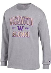Mens Washington Huskies Grey Champion Est Alumni Jersey Tee