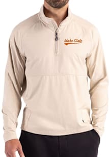 Cutter and Buck Idaho State Bengals Mens Oatmeal Vault Adapt Eco Hybrid Long Sleeve Qtr Zip Pullov..
