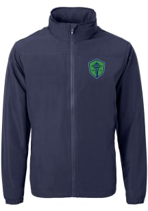 Cutter and Buck Seattle Sounders FC Mens Navy Blue Charter Eco Big and Tall Light Weight Jacket