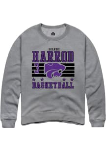 Brandie Harrod Rally Mens Grey K-State Wildcats NIL Striped Player Crew