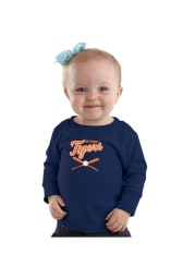 Detroit Tigers Baby Navy Blue Infant Crossed Bat Long Sleeve T-Shirt