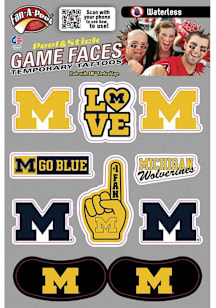 Navy Blue Michigan Wolverines Multi-Design Face Tattoo