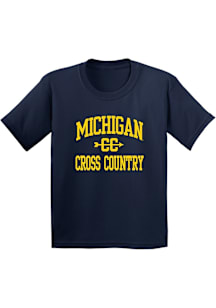 Youth Navy Blue Michigan Wolverines Arch Logo Cross Country Short Sleeve T-Shirt
