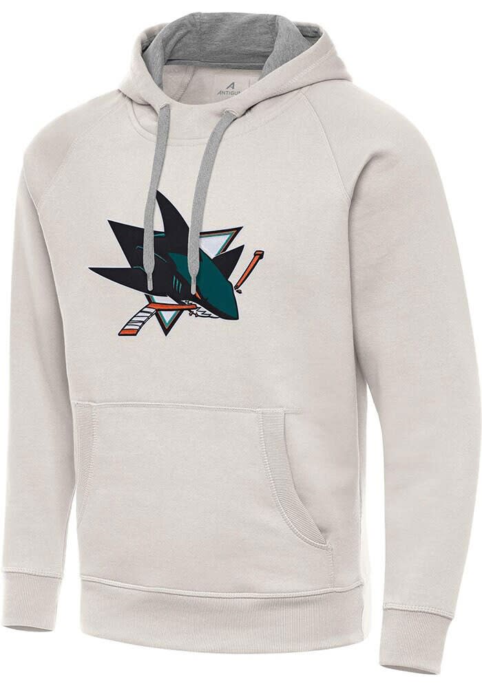 Antigua San Jose Sharks Mens CREAM Full Front Victory Hoodie