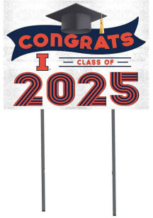 White Illinois Fighting Illini Class of 2025 graduation graphic Yard Sign