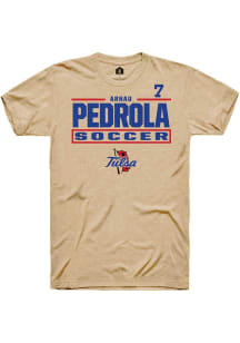 Arnau Pedrola Rally Mens Brown Tulsa Golden Hurricane NIL Stacked Box Player T Shirt