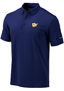 Columbia West Virginia Mountaineers Mens Navy Blue Vault Heat Seal Omni Wick Drive Short Sleeve Po..