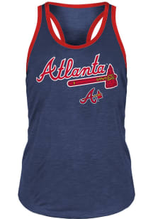 New Era Atlanta Braves Womens Navy Blue Ringer Tank Top
