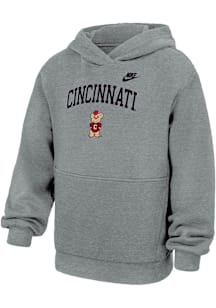 Youth Cincinnati Bearcats Grey Nike Vault Arch Long Sleeve Hooded Sweatshirt