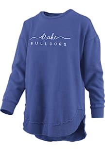 Pressbox Drake Bulldogs Womens Blue Campus Vibes Crew Sweatshirt