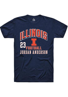 Jordan Anderson Rally Mens Navy Blue Illinois Fighting Illini NIL Arch Logo Player T Shirt