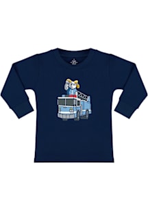 North Carolina Tar Heels Toddler Navy Blue Firetruck Long Sleeve T-Shirt
