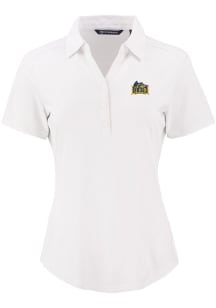 Womens Drexel Dragons White Cutter and Buck Forge Eco Polo Short Sleeve Polo Shirt