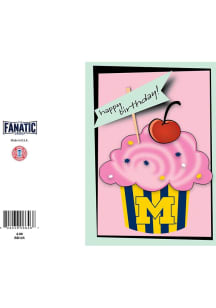 Michigan Wolverines Pink Cupcake Card Card