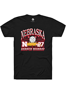 Harper Murray Nebraska Cornhuskers Black NIL Name Number Net Short Sleeve Player T Shirt