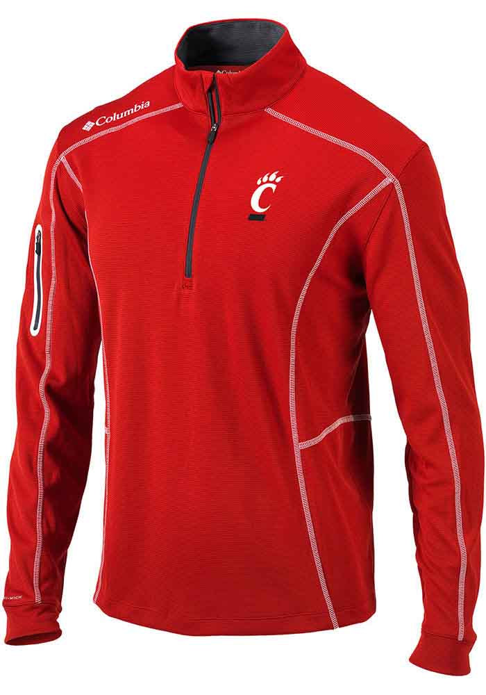 Columbia Cincinnati Bearcats Mens Red Shotgun Long Sleeve 1/4 Zip Pullover