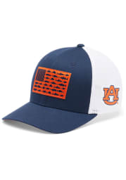 Columbia Auburn Tigers Mens Navy Blue PFG Mesh Fish Flag Flex Hat