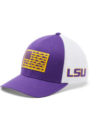 Columbia LSU Tigers Mens Purple PFG Mesh Fish Flag Flex Hat