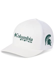 Columbia Michigan State Spartans Mens White CLG PFG Mesh Flex Hat