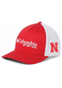 Columbia Nebraska Cornhuskers Mens Red CLG PFG Mesh Flex Hat